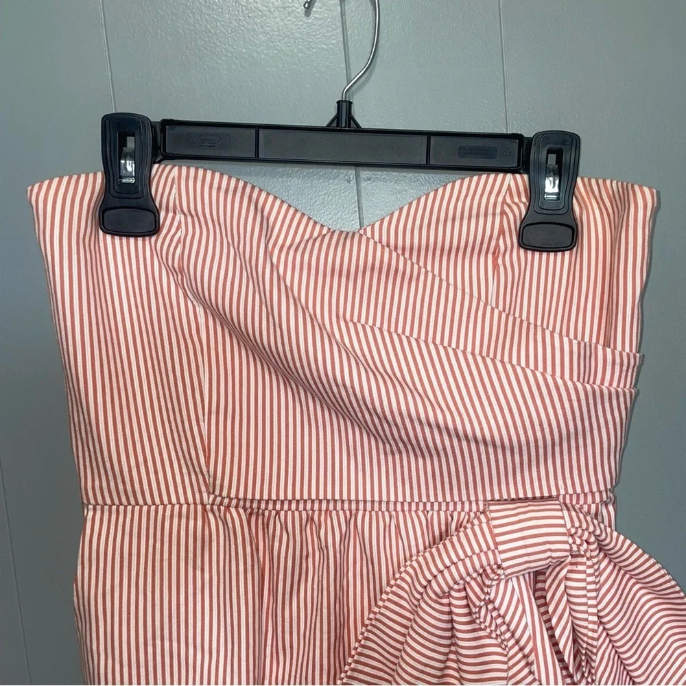 Judith March Orange and White Seersucker Strapless Dress Medium - Picture 3 of 10